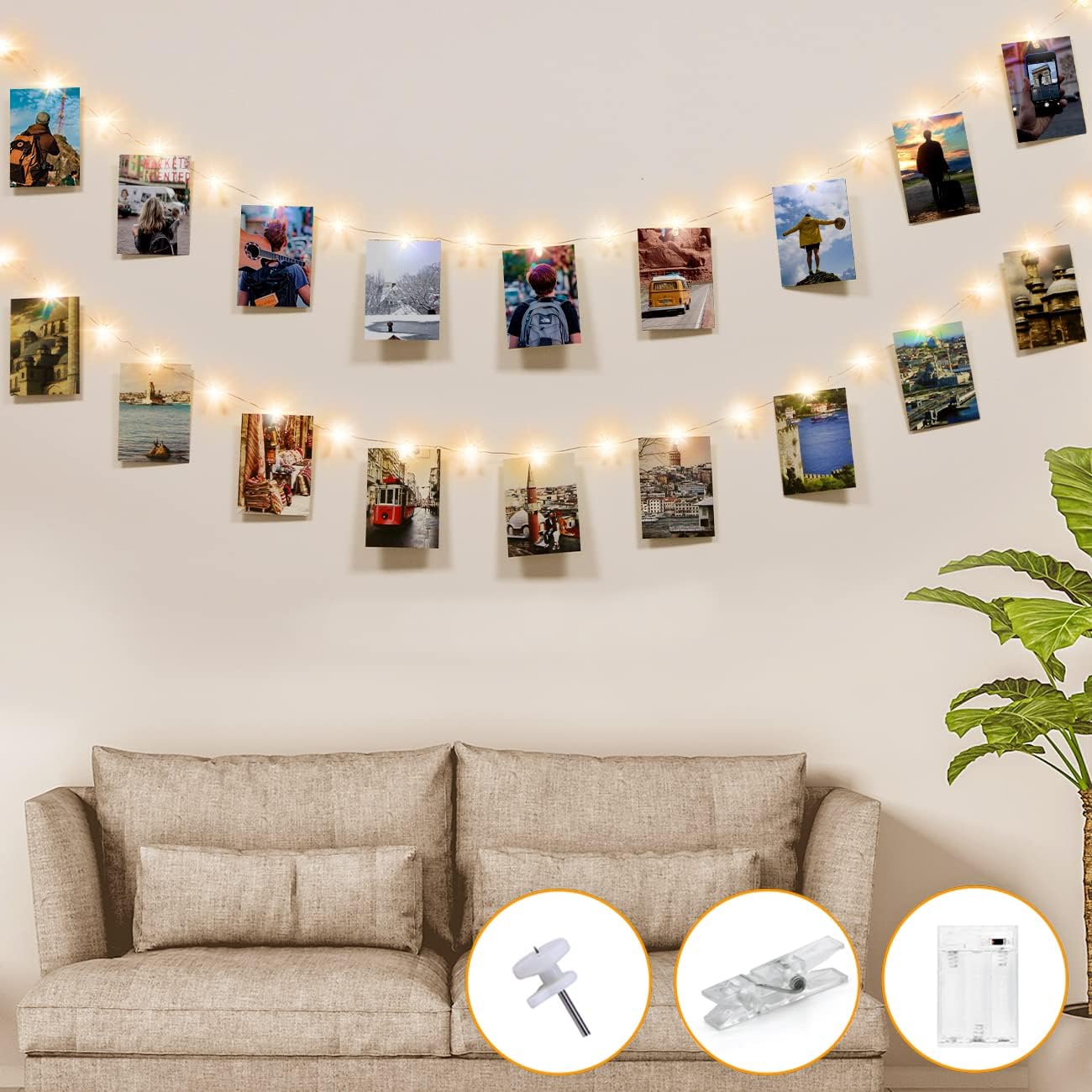 kolpop Cadena de Luces LED con Clips