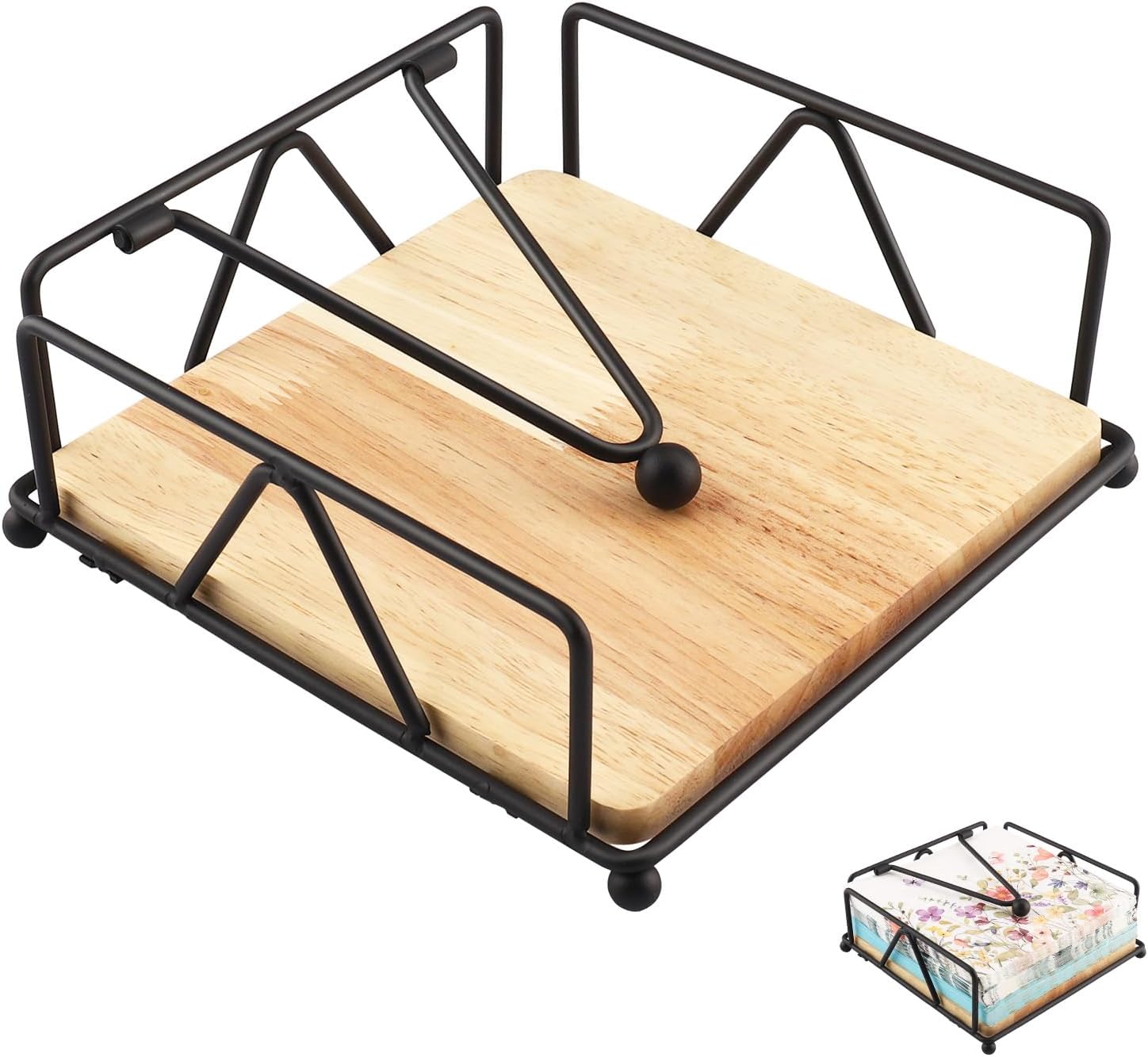 Servilletero de Mesa con Base de Madera