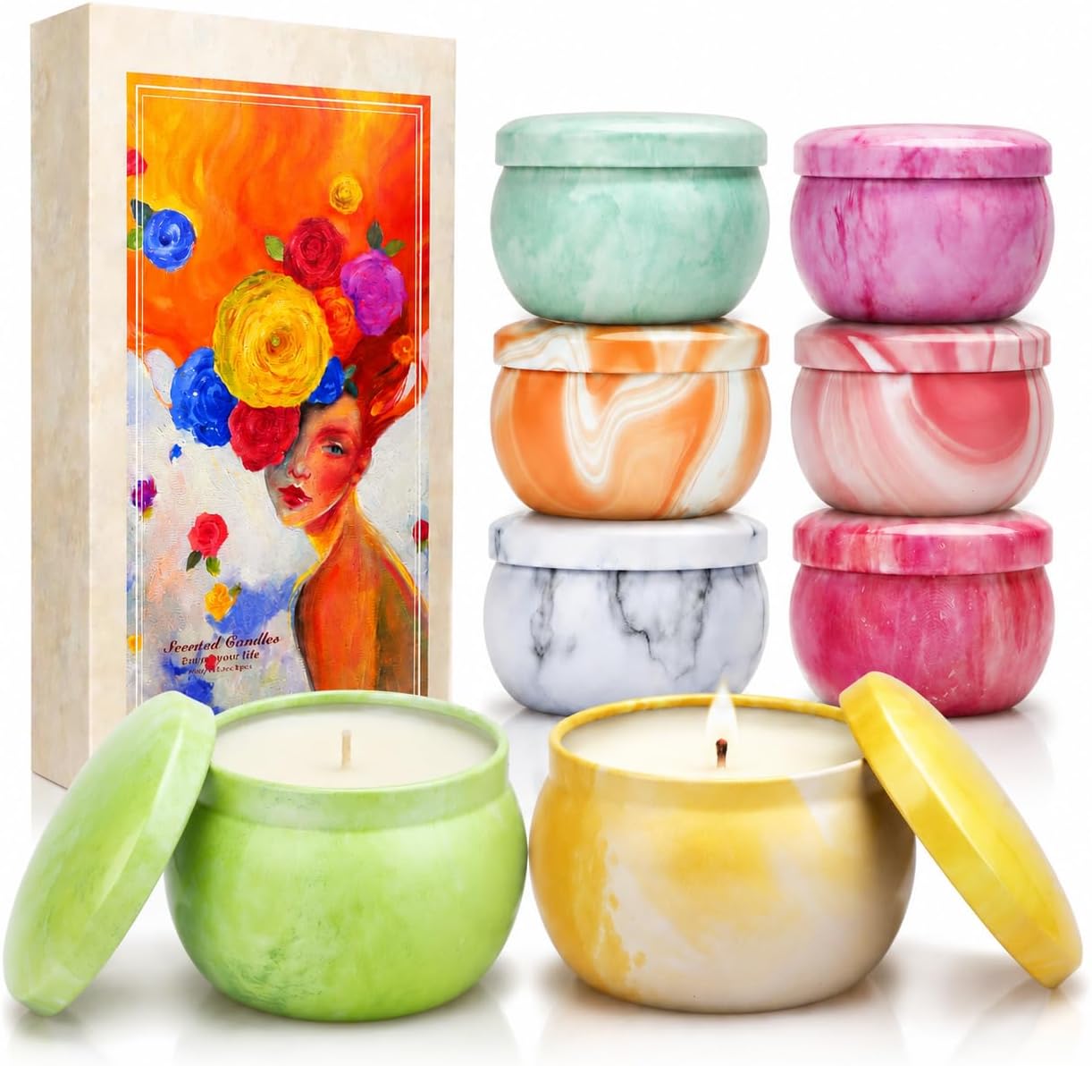 Velas Aromáticas 8 Piezas Cera de Soja