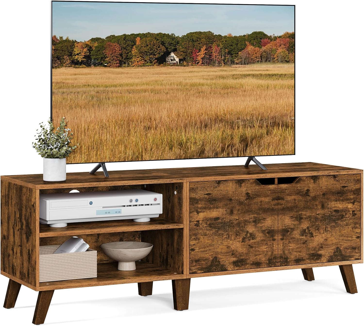 VASAGLE Mueble de TV de 2 Puertas, Marrón Rústico