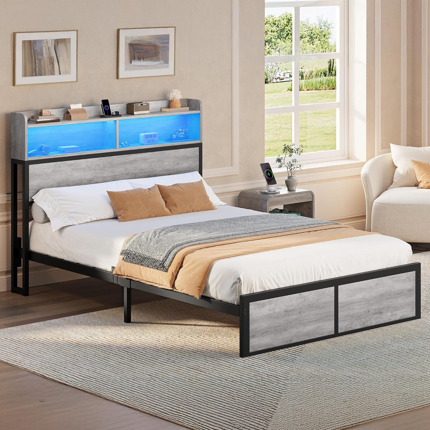 YITAHOME Estructura de Cama LED con Cabecero
