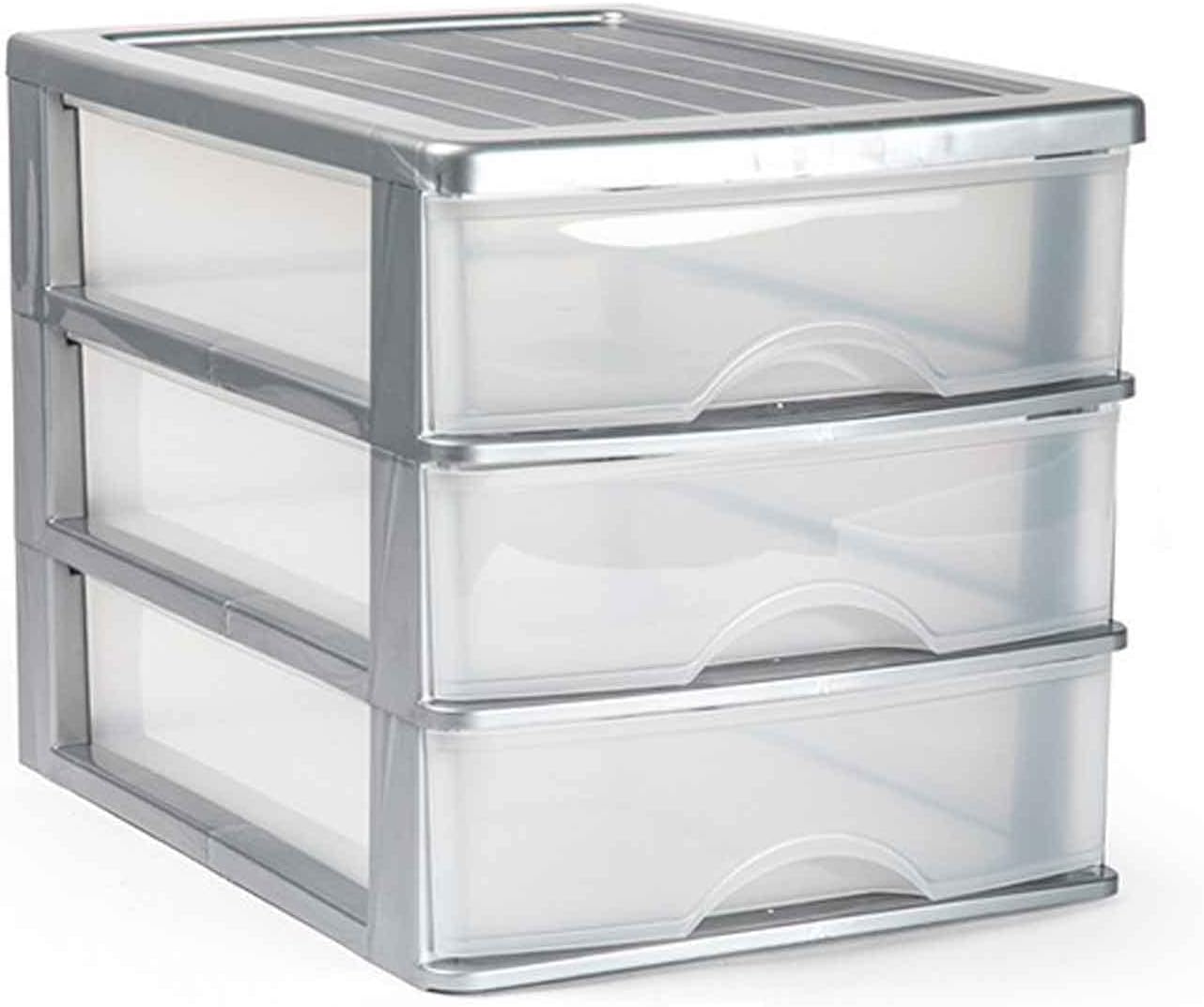 AC Cajonera de Sobremesa con 3 Cajones, Plata