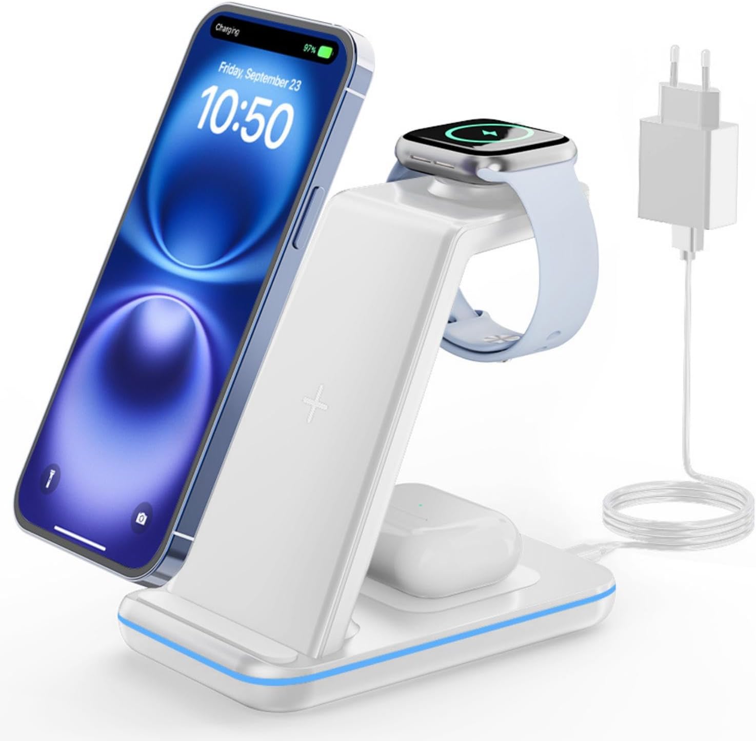 GEEKERA Estación de Carga Inalámbrica 3 en 1 para Apple