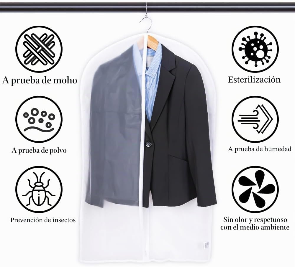 Fundas de Ropa Translúcidas para Armario, 6 Uds. 60x100cm