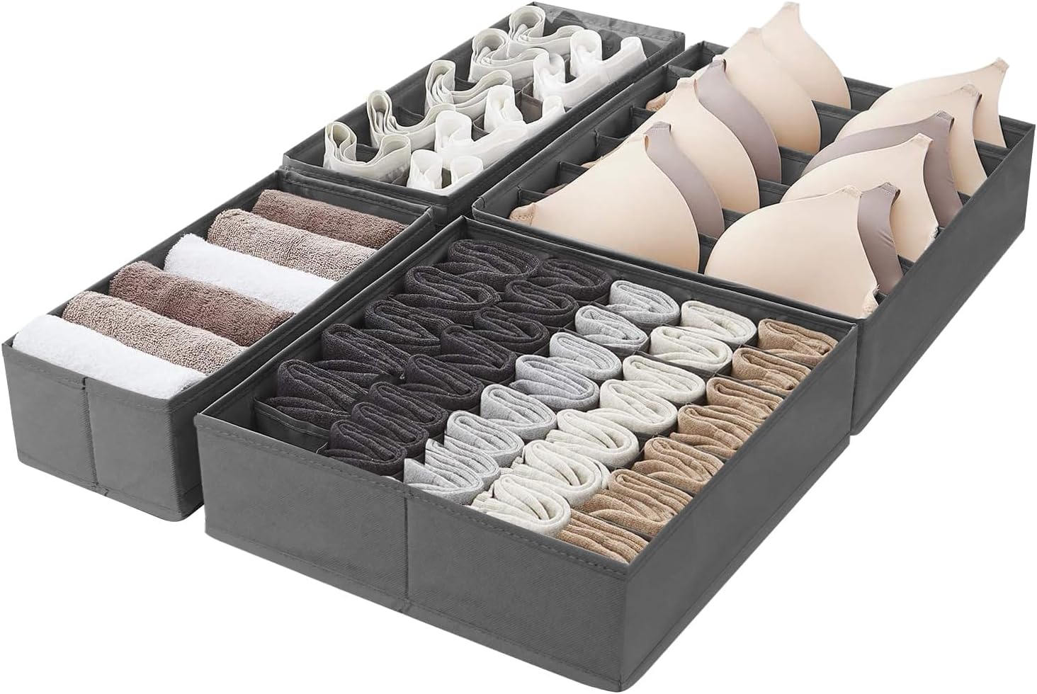 Amazon Basics Organizadores para Ropa Interior, 4 Uds. Gris