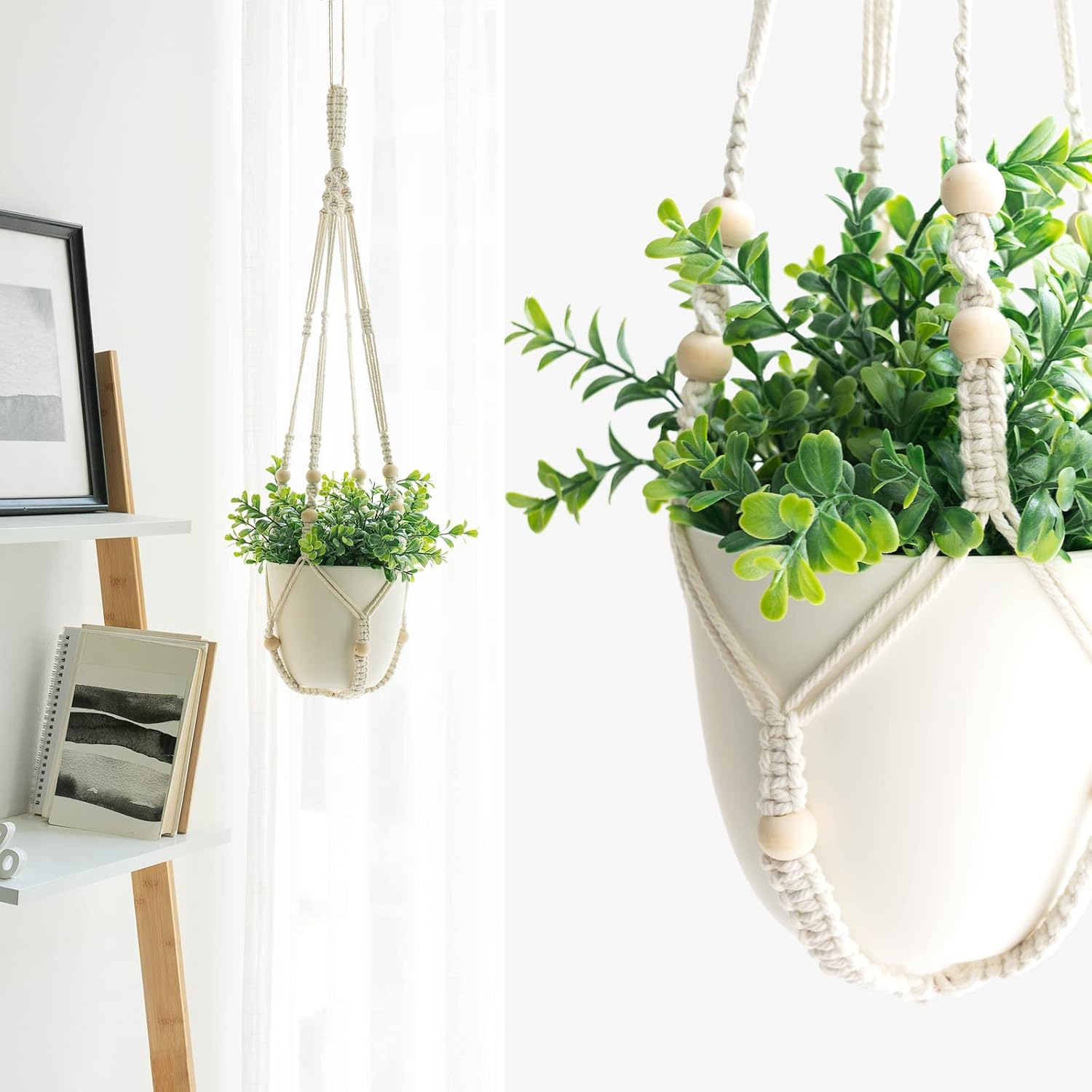 Mkono Planta Colgante con Maceta Macramé