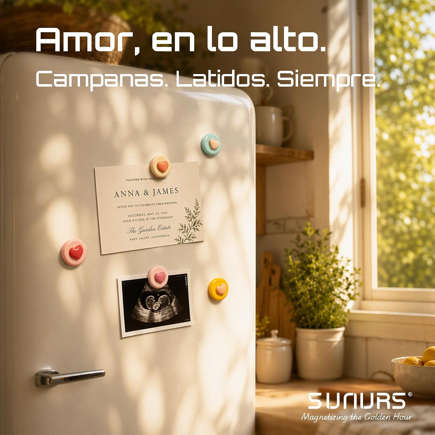 SUNURS 16 Imanes Brillantes en Forma de Corazón, Multicolor