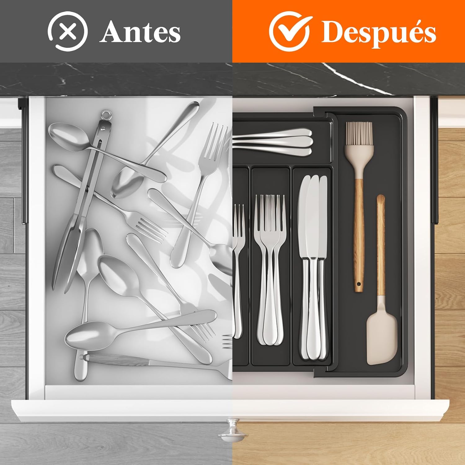 Lifewit Organizador de Cubiertos para Cajón, Bandeja Extensible