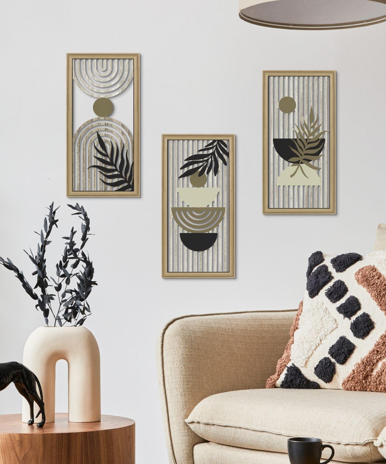 Putuo Decor Set de 3 Cuadros Abstractos Boho