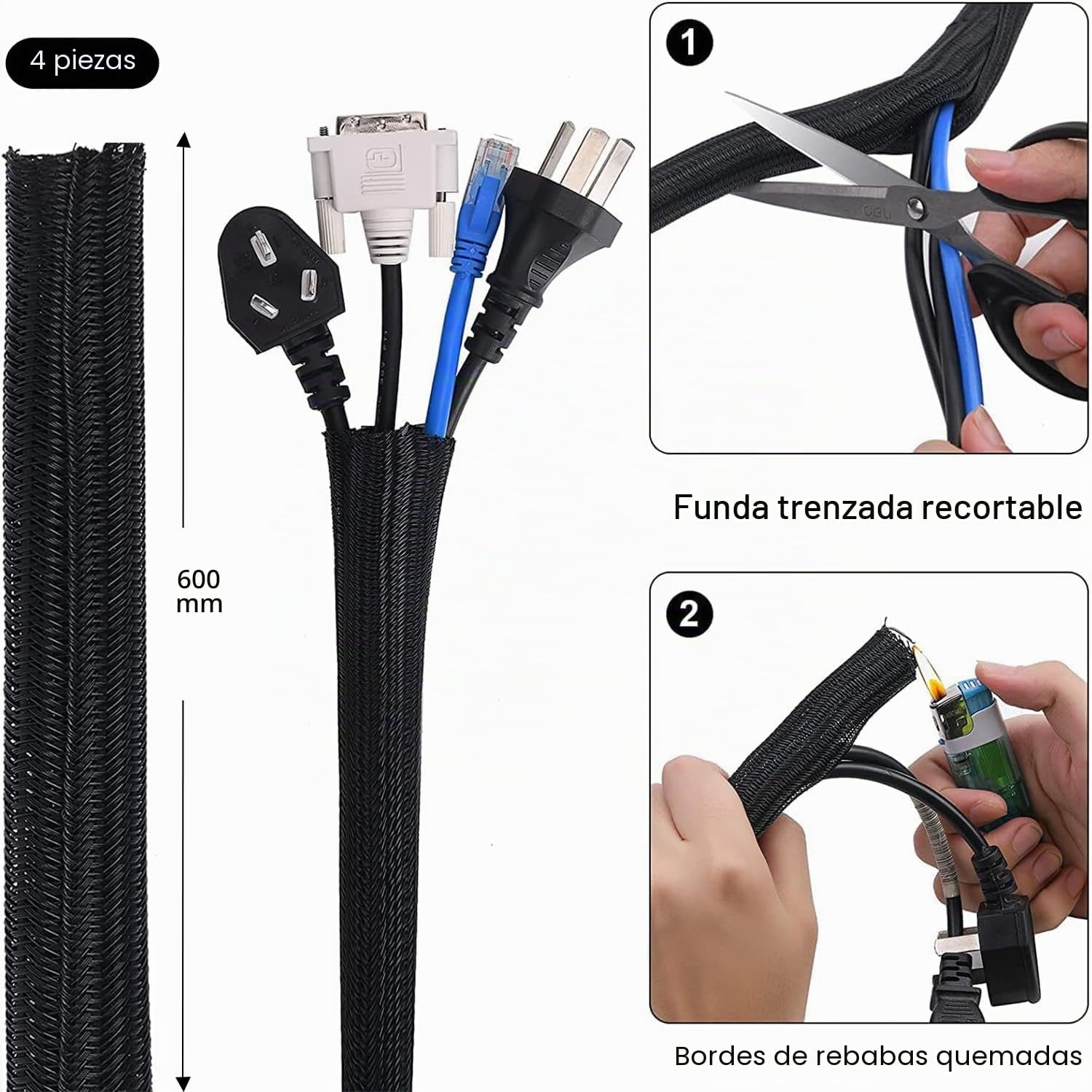 SOULWIT Kit de Organización de Cables, 200 Piezas, Negro