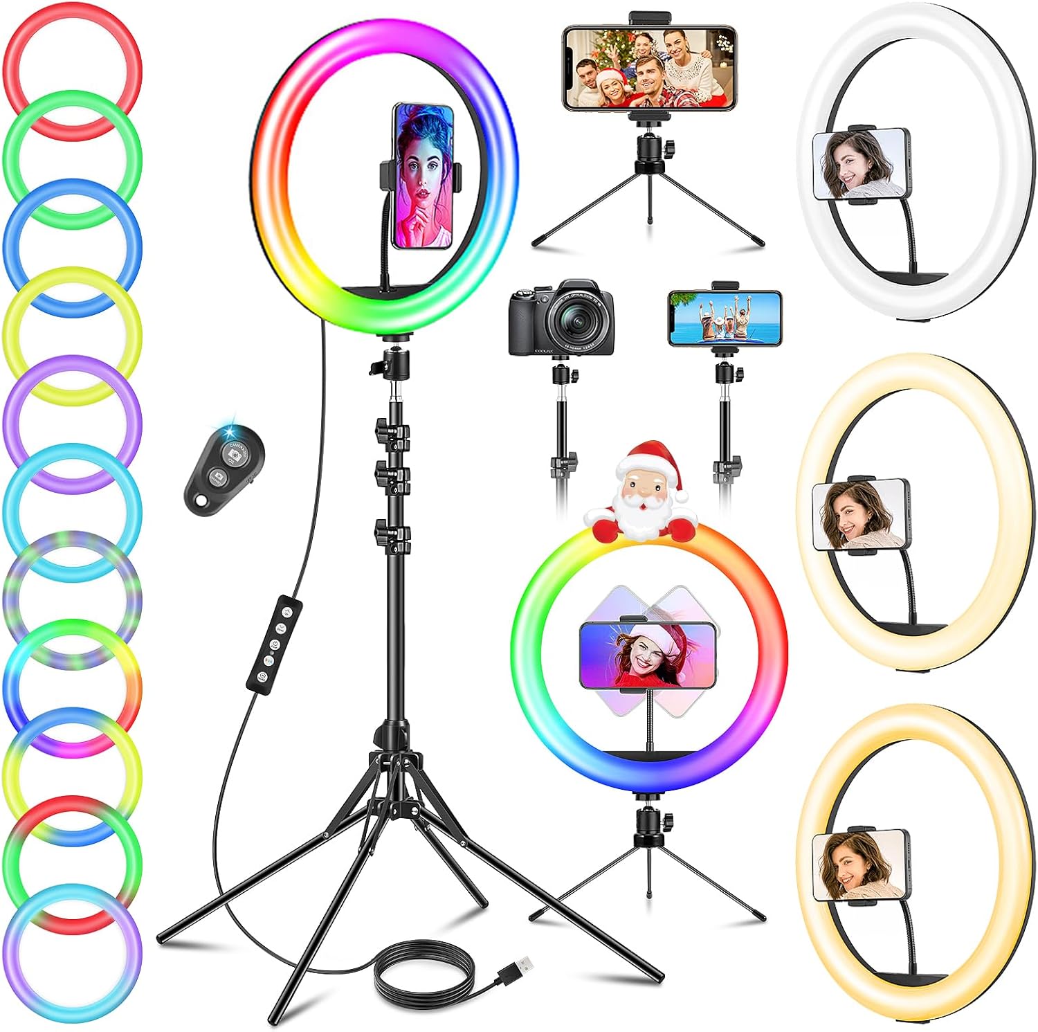 11.5'' Aro De Luz con Trípode Alto, Ring Light 40 Modos RGB