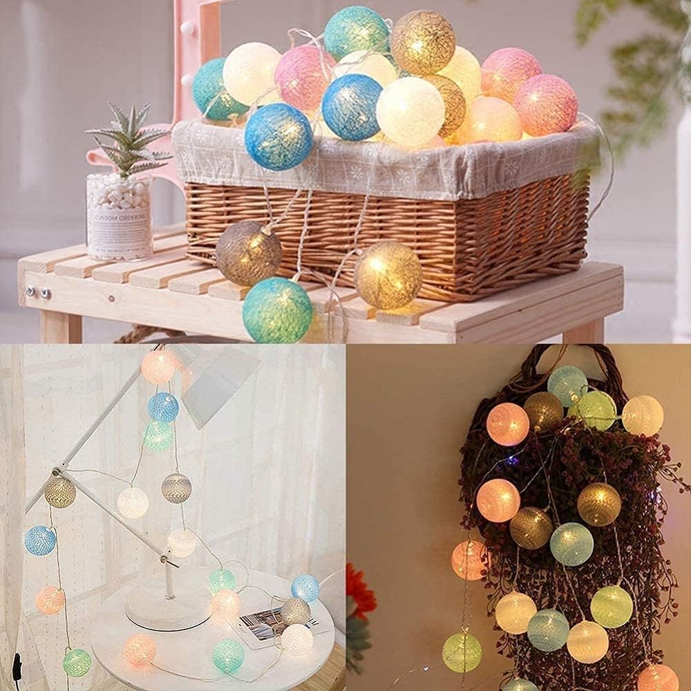 Ciskotu Guirnalda de Luces Interior, 20 Bolas de Algodón, 3,3 m