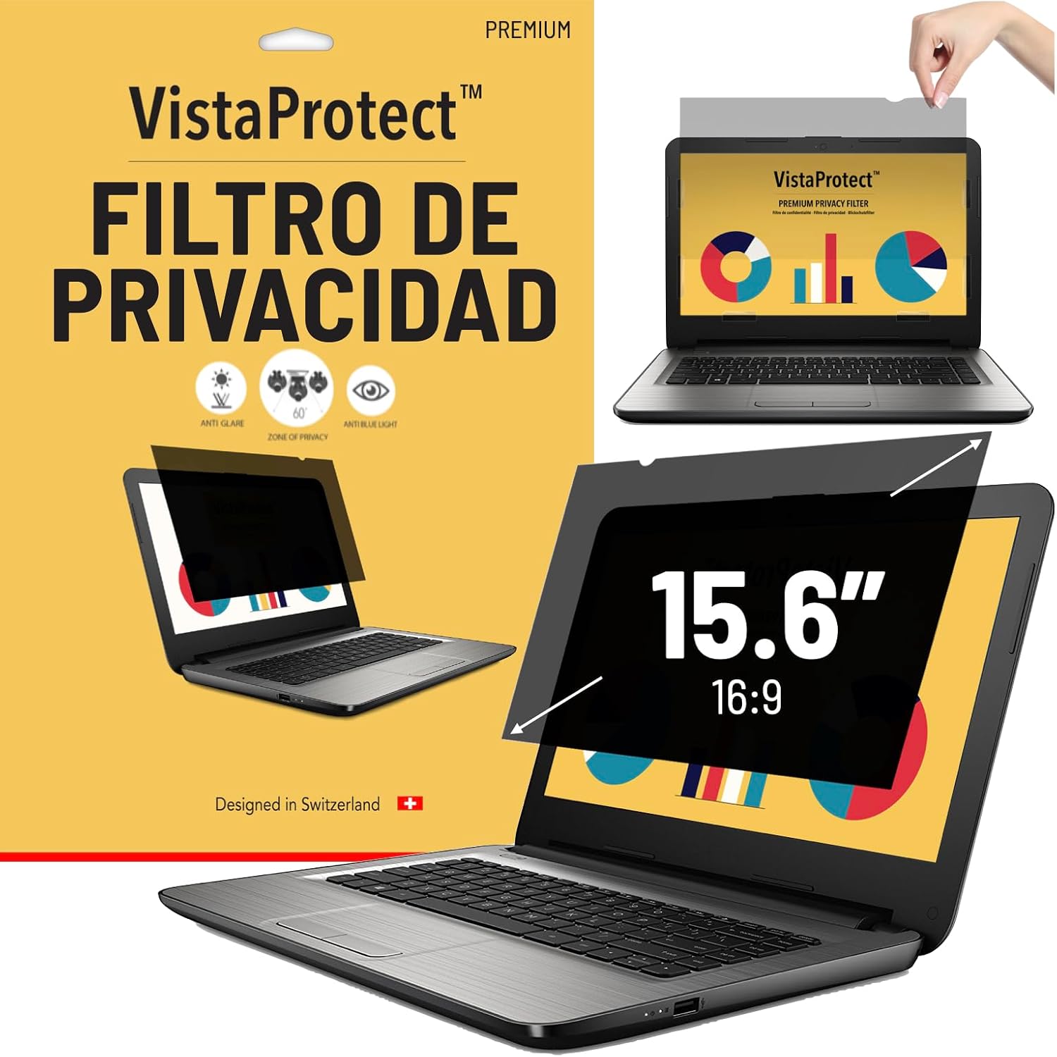 Filtro de Privacidad y Anti Luz Azul para Portátil 15.6
