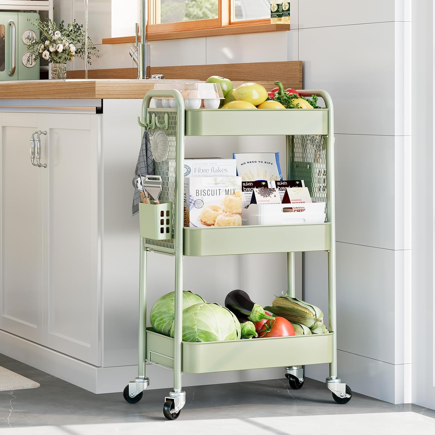 Urackify Carrito Utilitario de 3 Niveles con Ruedas
