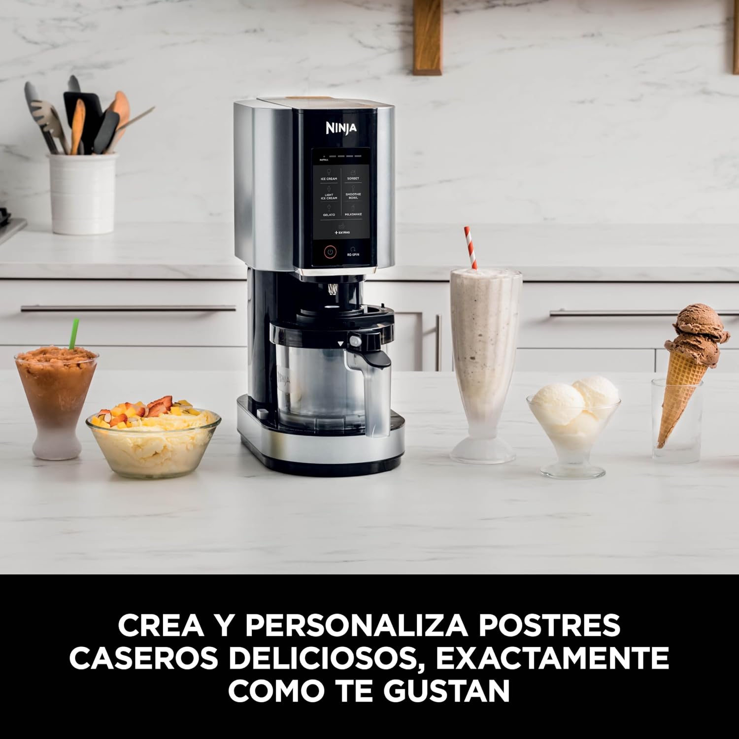 Ninja CREAMi, Heladera Eléctrica Multifunción, Negro y Plata