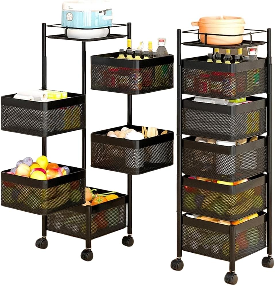All Home Basics Carrito Auxiliar de Cocina con Ruedas, 4 Cestas