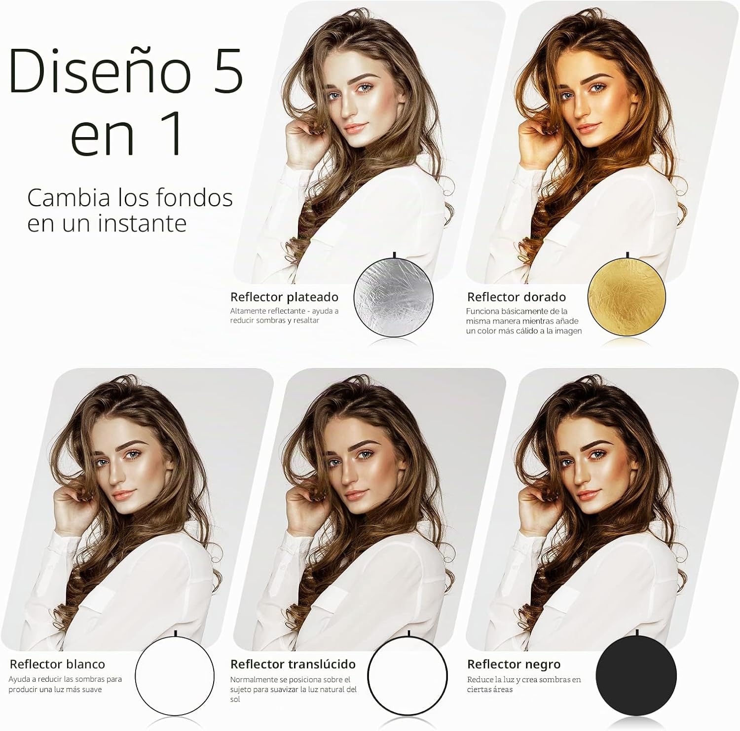 NEEWER Reflector Difusor de Luz 5 en 1, 80cm