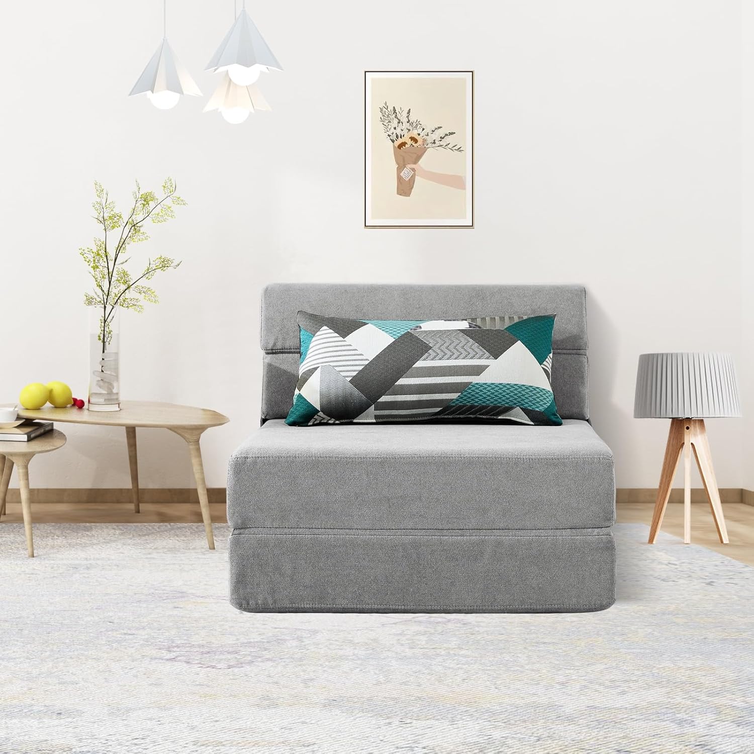 ANONER Sofá Cama Plegable 4 en 1, Gris Claro