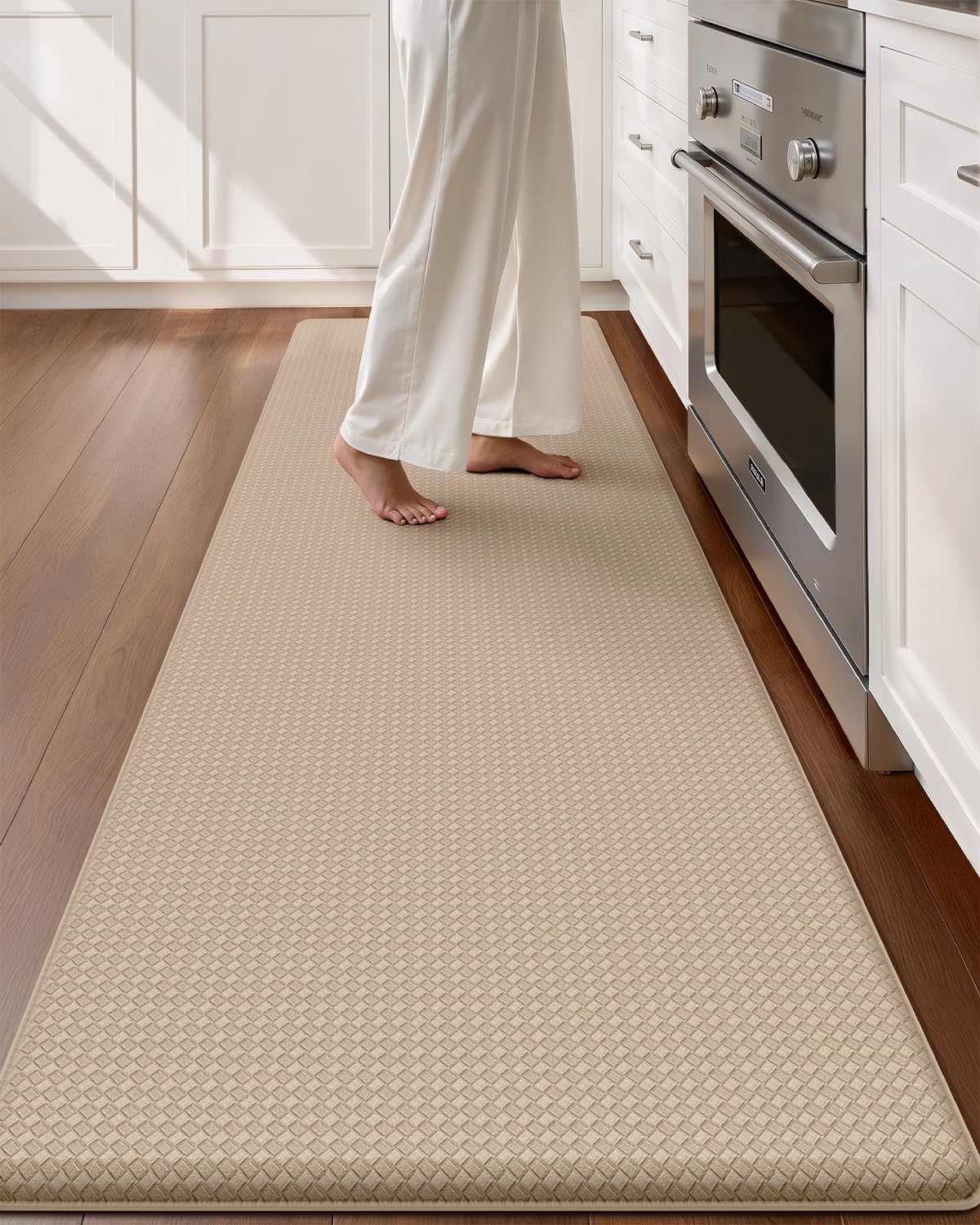Color&Geometry Alfombra de Cocina Antideslizante, 60x220cm, Beige