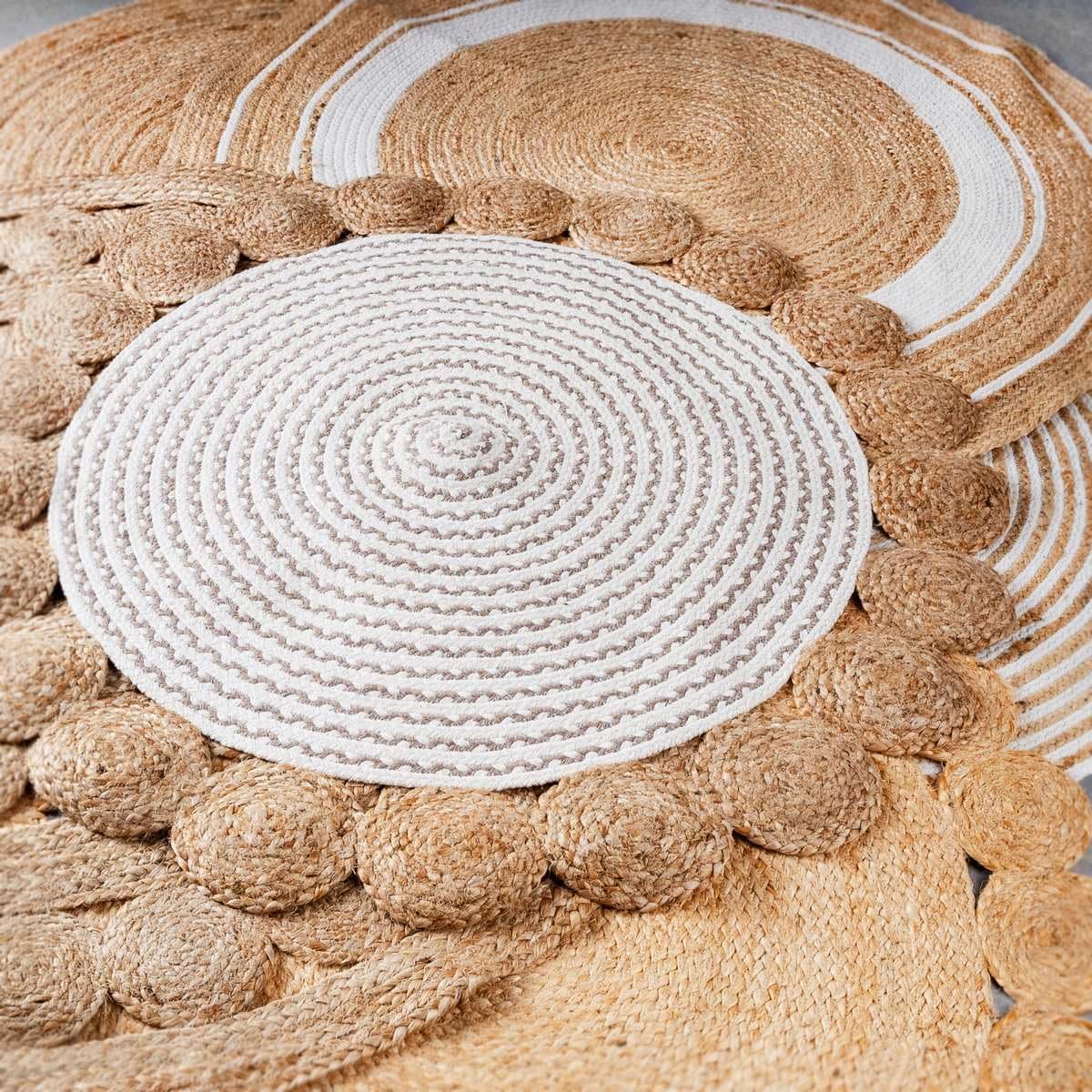 LOLAhome Alfombra Redonda Trenzada de Yute Natural, 120 cm