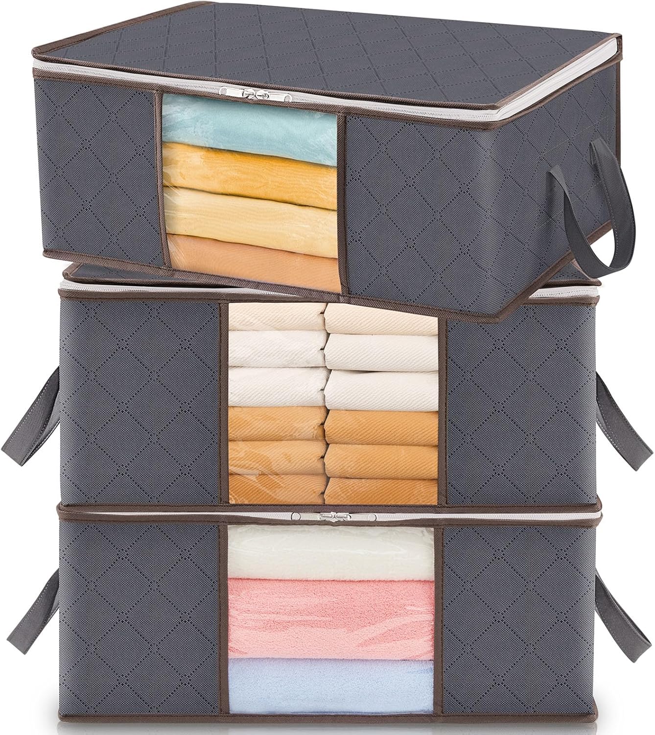 Lifewit Cajas de Almacenaje Plegables, Gris, 35L, 3 Piezas