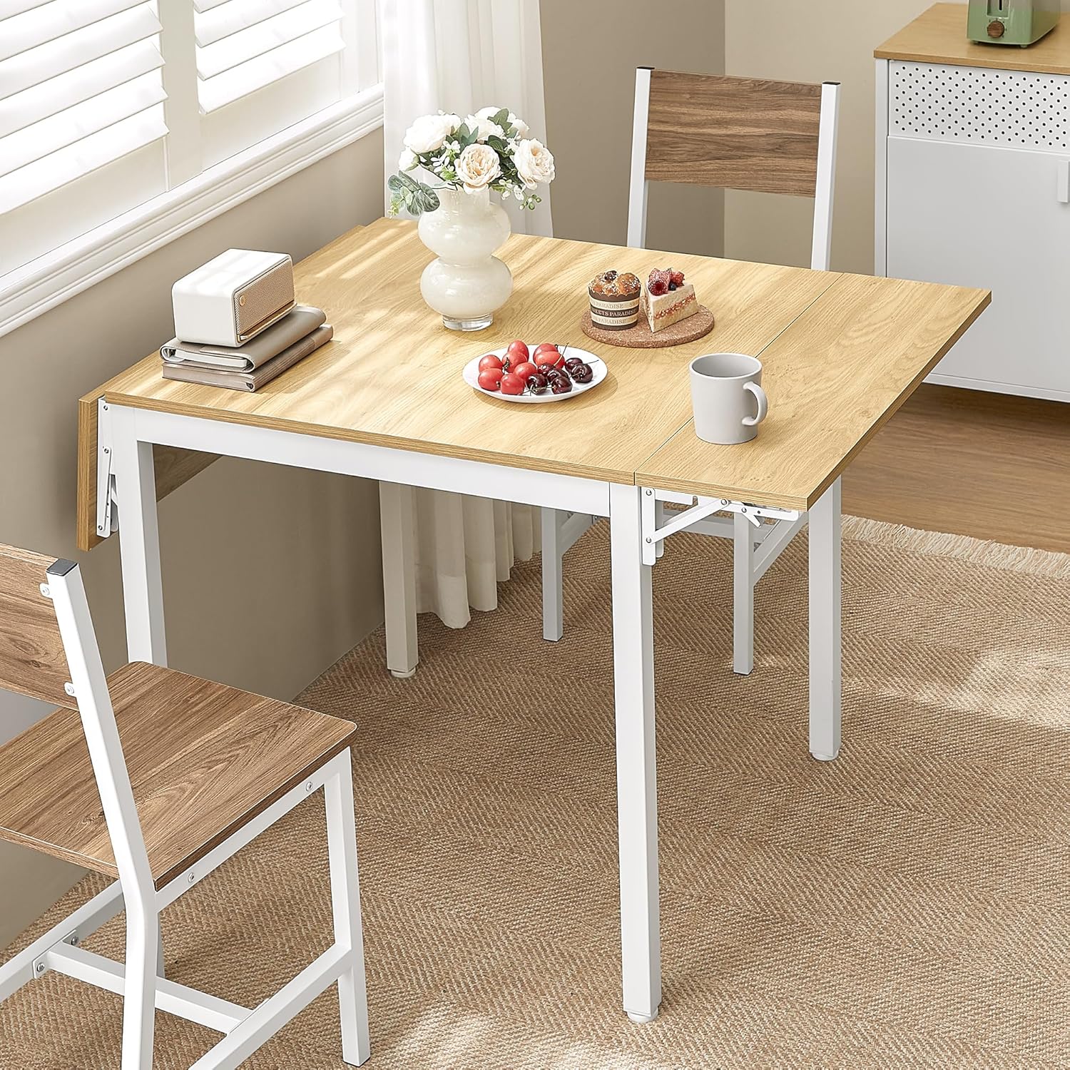 VASAGLE Mesa de Comedor Extensible, Hoja Abatible, 2-4 Personas