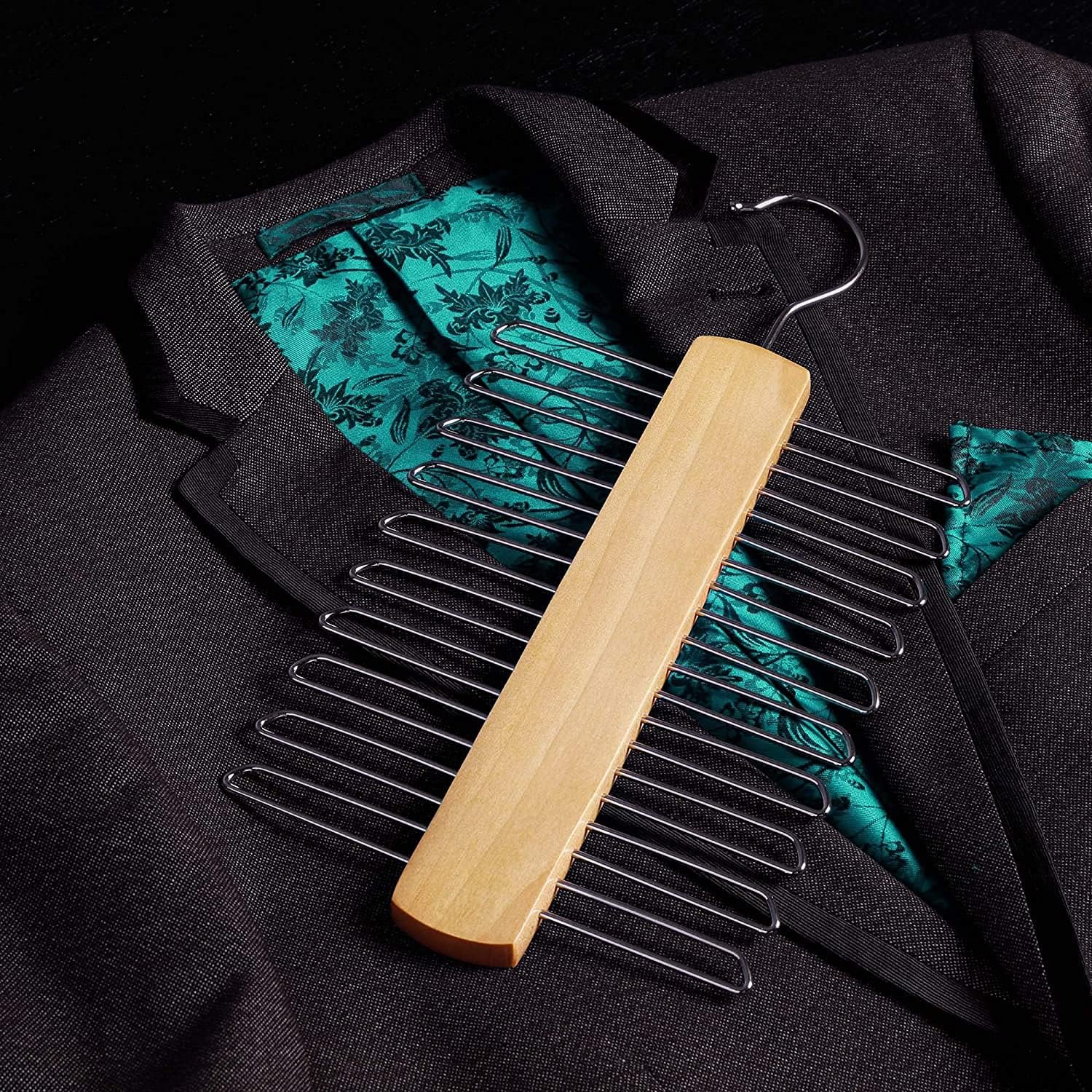 Hangerworld Percha para 20 Corbatas, Madera con Ganchos